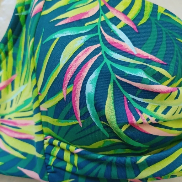 Lands End Bikini Top Baltic Teal Tropical Palms Green Beach Vacation Cruise Swim - Picture 3 of 4